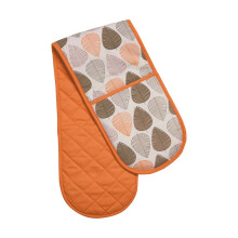Orange Leaf Double Oven Glove PF-5100159 - 100% Cotton, Mixed-Fibre Fill, Dual-Handed, Arm-Length Protection, Machine Washable