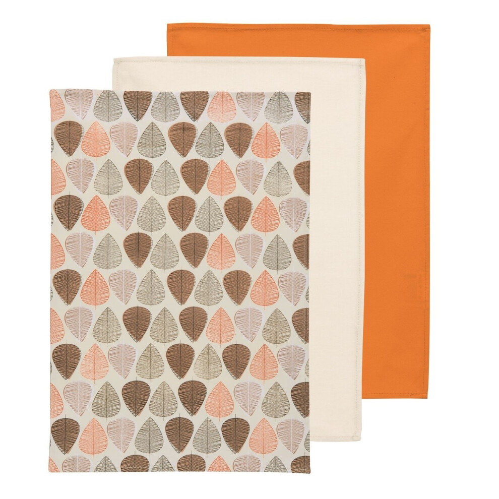 Orange Leaf Tea Towels, Set Of 3