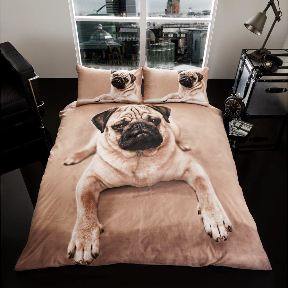 (Double) Pug 3D print cotton blend duvet cover bedding set