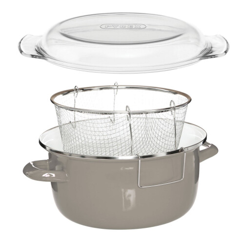 Premier Housewares (Grey) Deep Fryer with Pyrex Lid, 5 Assorted Colours