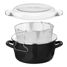 (Black) Deep Fryer with Pyrex Lid, 5 Assorted Colours