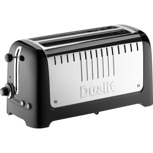 Dualit Lite 4 Slice Long Slot Toaster with Warming Rack Gloss Black 46025