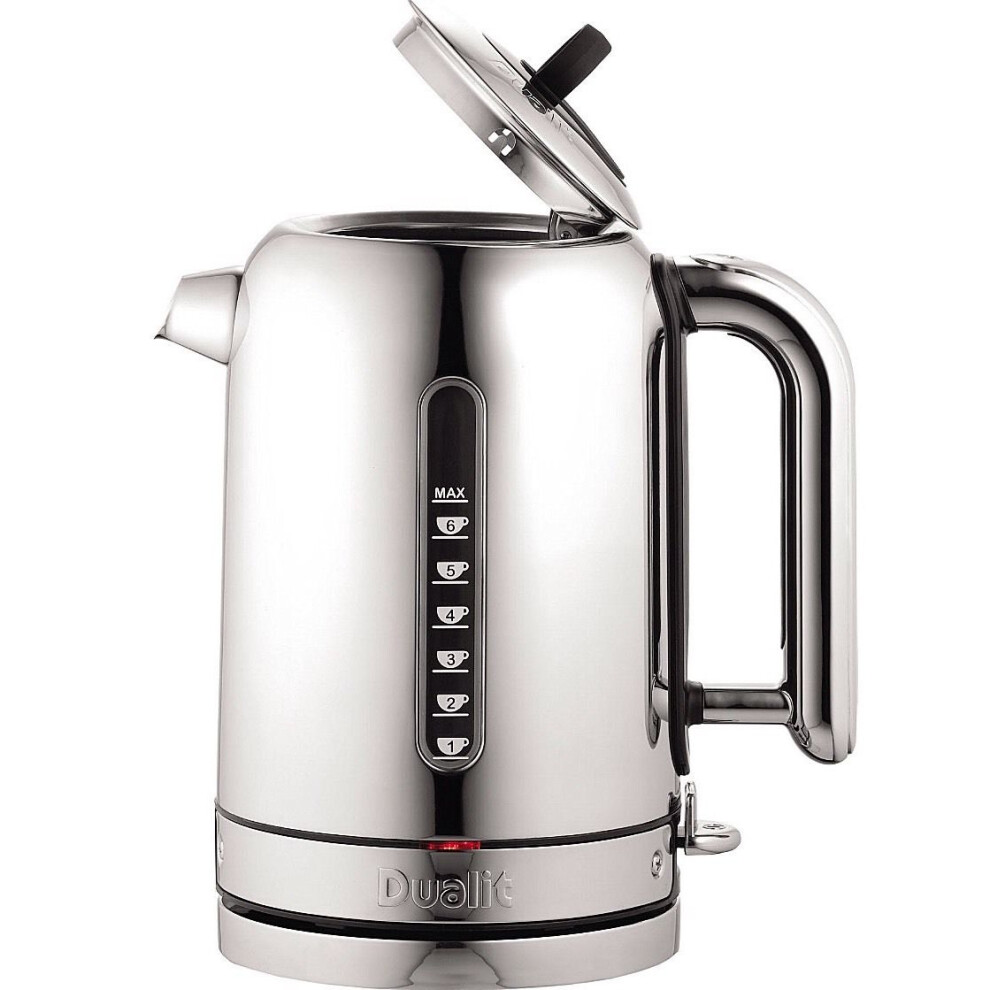 Dualit 72815 Classic Whisper Cordless Jug Kettle Polished Stainless Steel Black