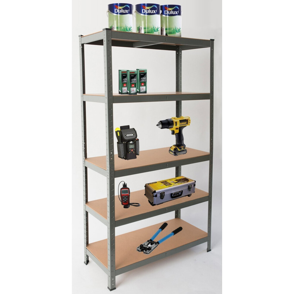 5-Tier Heavy Duty Garage Shelving | Grey Metal Storage Shelf Unit