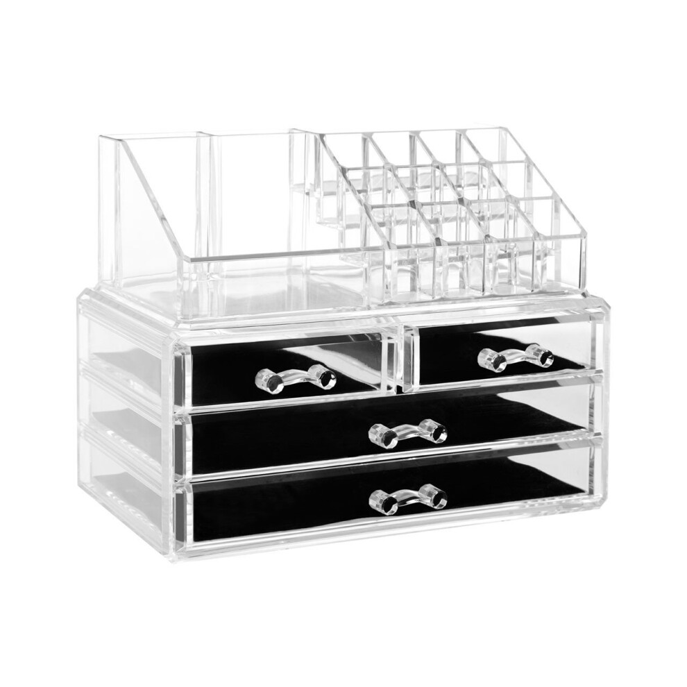 Clear Organiser 16 Compartment Cosmetics Organiser With Drawers