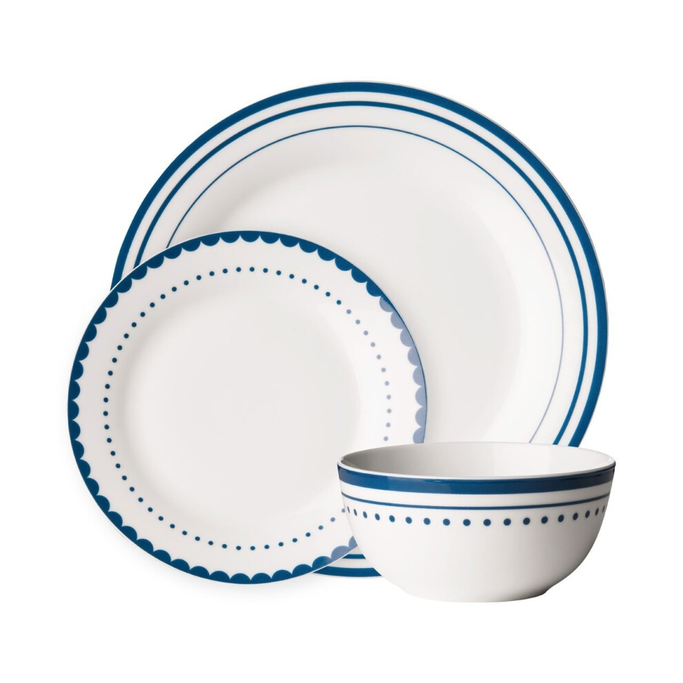 Premier Housewares Stylish Saturn 12 Piece Dinner Set, Durable Dinner Set For Dinner, Contemporary Design Crockery Set Blue