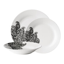 Durable Prince 12 Piece Black Dinner Set, Stylish Dinner Set For Dinner, Contemporary Design Crockery Set