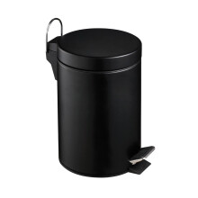 Compact 3Ltr Matte Black Pedal Bin, Stylish Design Composite Bin For Kitchen, Convenient Bin With Handle
