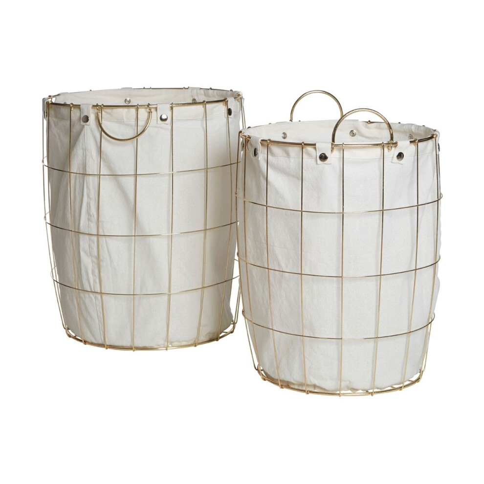 Round Gold Wire Laundry Baskets, Set Of 2