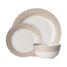 Durable Casablanca 12 Piece Natural Dinner Set, Stylish Set For Dinner, Contemporary Design Crockery Set
