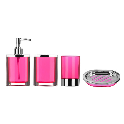 4pc Hot Pink Bathroom Accessory Set on OnBuy