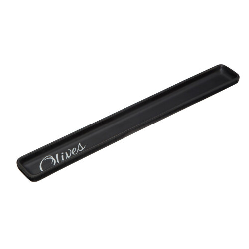 Premier Housewares Sleek Rectangular Olive Dish, Contemporary Design Serving Dish, Durable Black Dish For Serving Dinners