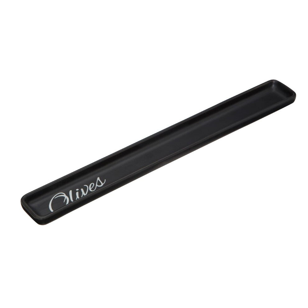 Sleek Rectangular Olive Dish, Contemporary Design Serving Dish, Durable Black Dish For Serving Dinners