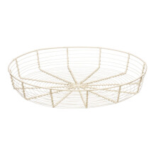 Chic Cream Wire Bread Basket, Rustic Design Wire Bread Basket For Dining Table, Durable Round Wire Basket