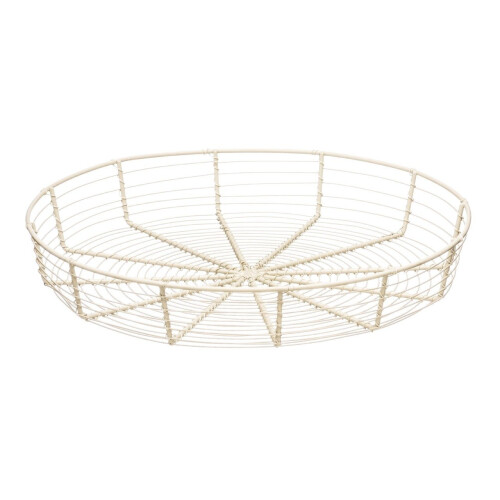 Premier Housewares Chic Cream Wire Bread Basket, Rustic Design Wire Bread Basket For Dining Table, Durable Round Wire Basket
