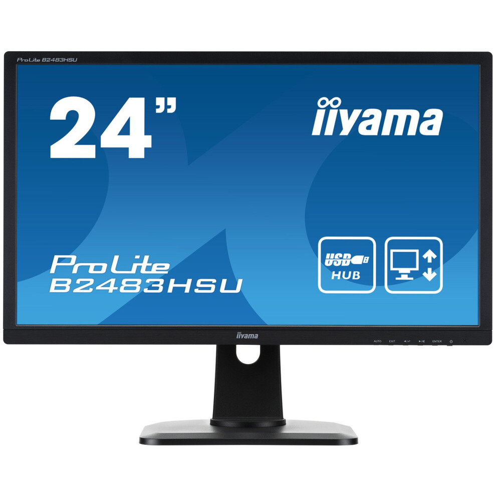 Iiyama B2483HSUB1DP 24In Widescreen LED Monitor -DP DVI VGA