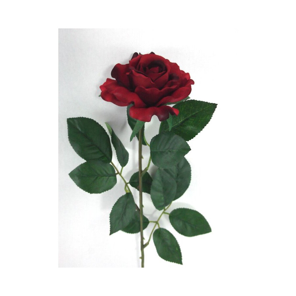 (Red) Artificial Silk Premium Rose Medium Single Stem