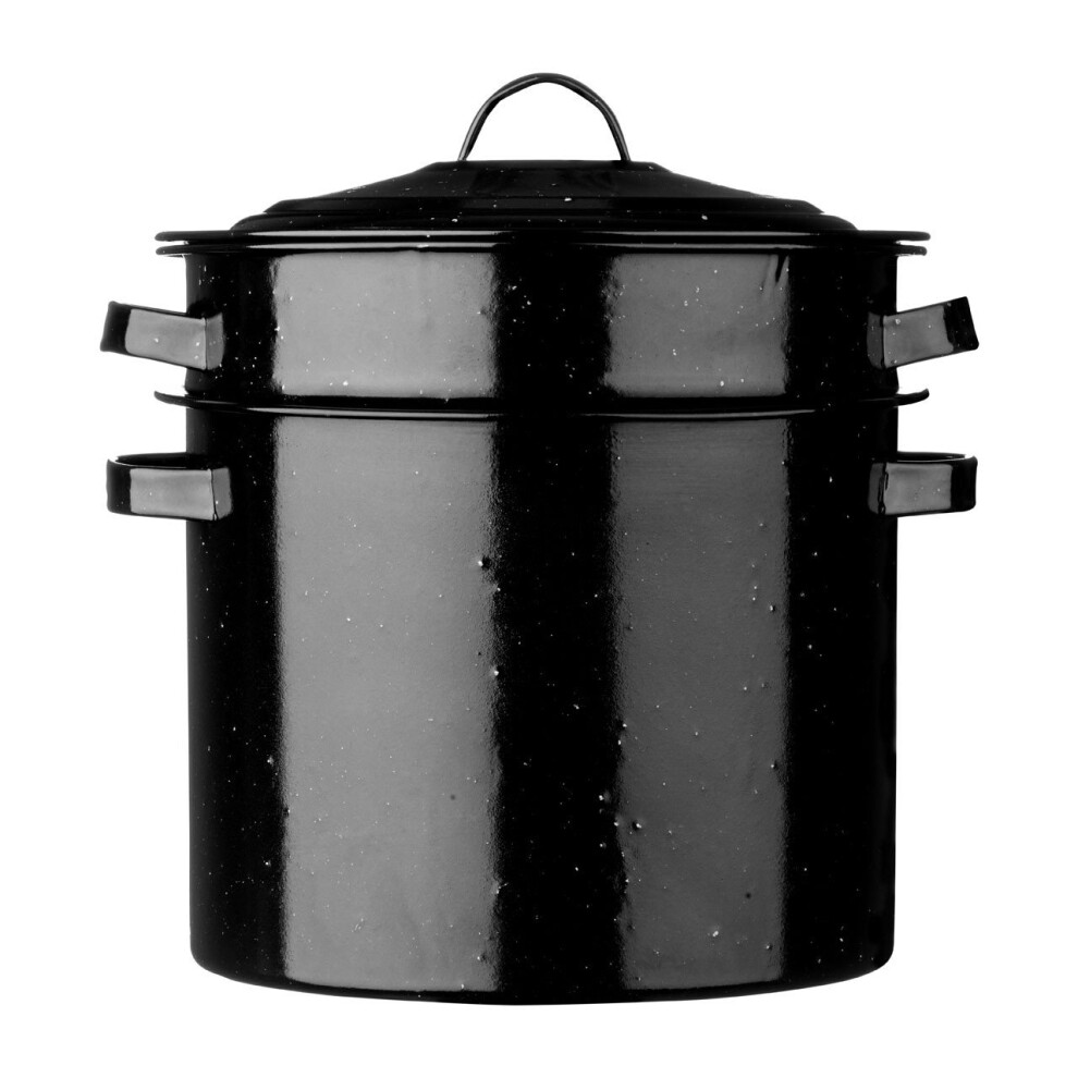 New Premier Housewares Pasta Pot Speckled Enamel/Lid Black Pf-0104341