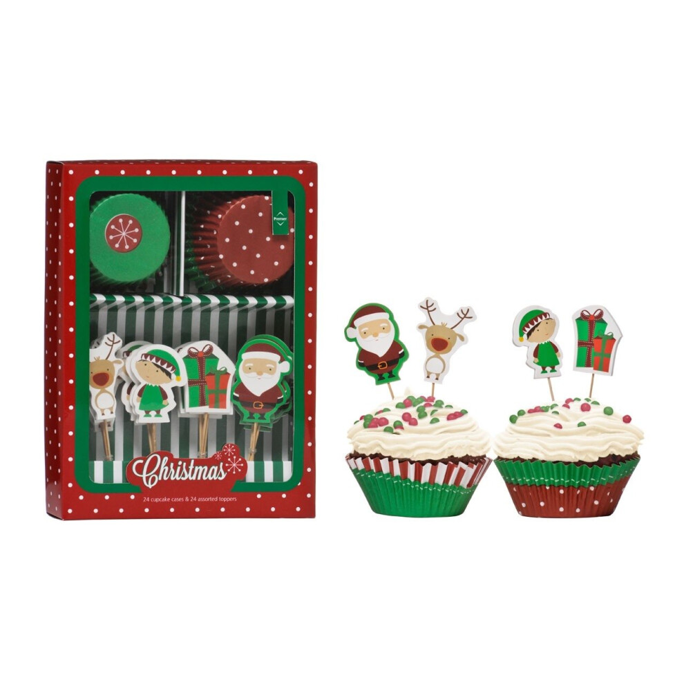 Christmas Cupcake Cases And Toppers Set