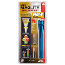 (blue) Mini Maglite 2 AA LED torch - 77 lumens - 141m beam - torch and holster pack
