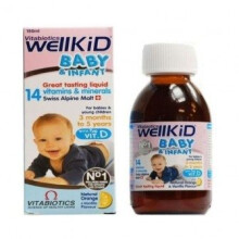 Vitabiotics Wellbaby Syrup 150ml - Multivitamin Liquid for Babies & Toddlers (4m-5y), Orange Flavor with 14 Vitamins & Vitamin D