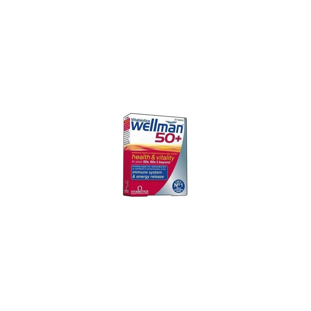 Vitabiotics Wellman 50+ 30 VTabs - Comprehensive nutritional formula for men 50+, supports vitality and male health