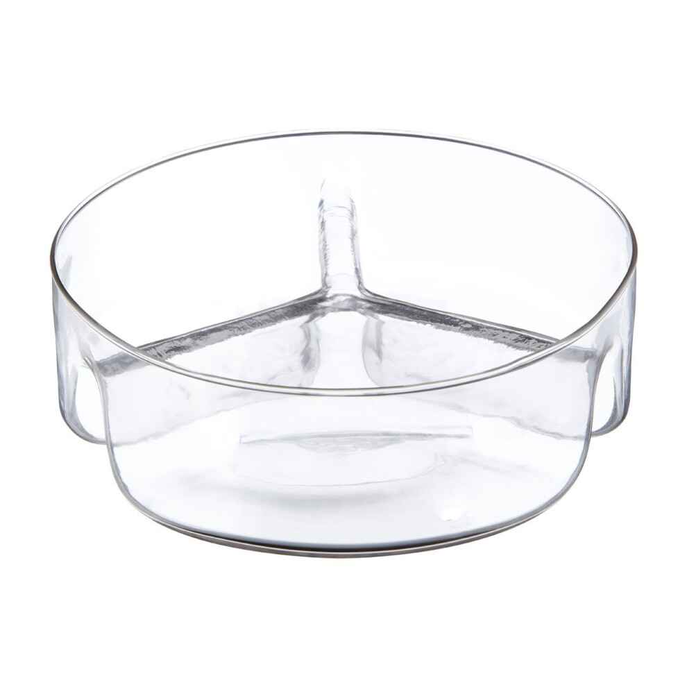 3 Equal Section Clear Glass Serving Dish