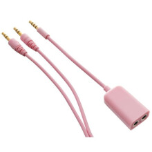 Groov-e GVAC2/PL Headphone Splitter and Jack Plug to Jack Plug 3.5mm Set - Pink