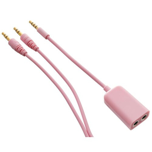 Groov-e GVAC2/PL Headphone Splitter and Jack Plug to Jack Plug 3.5mm Set - Pink