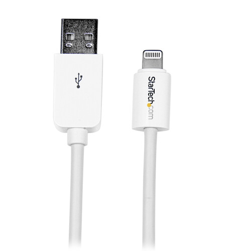 Cable Apple Lightning a USB de 1 m en blanco - Cable Lightning Sync para iPhone, iPod, iPad - Blanco - USBLT1MW