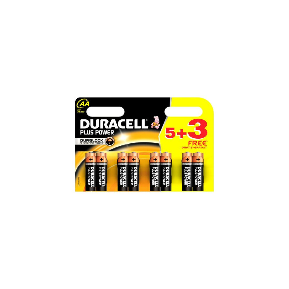 Duracell MN1500B53FREEPP Plus Power AA 5+3 Batteries