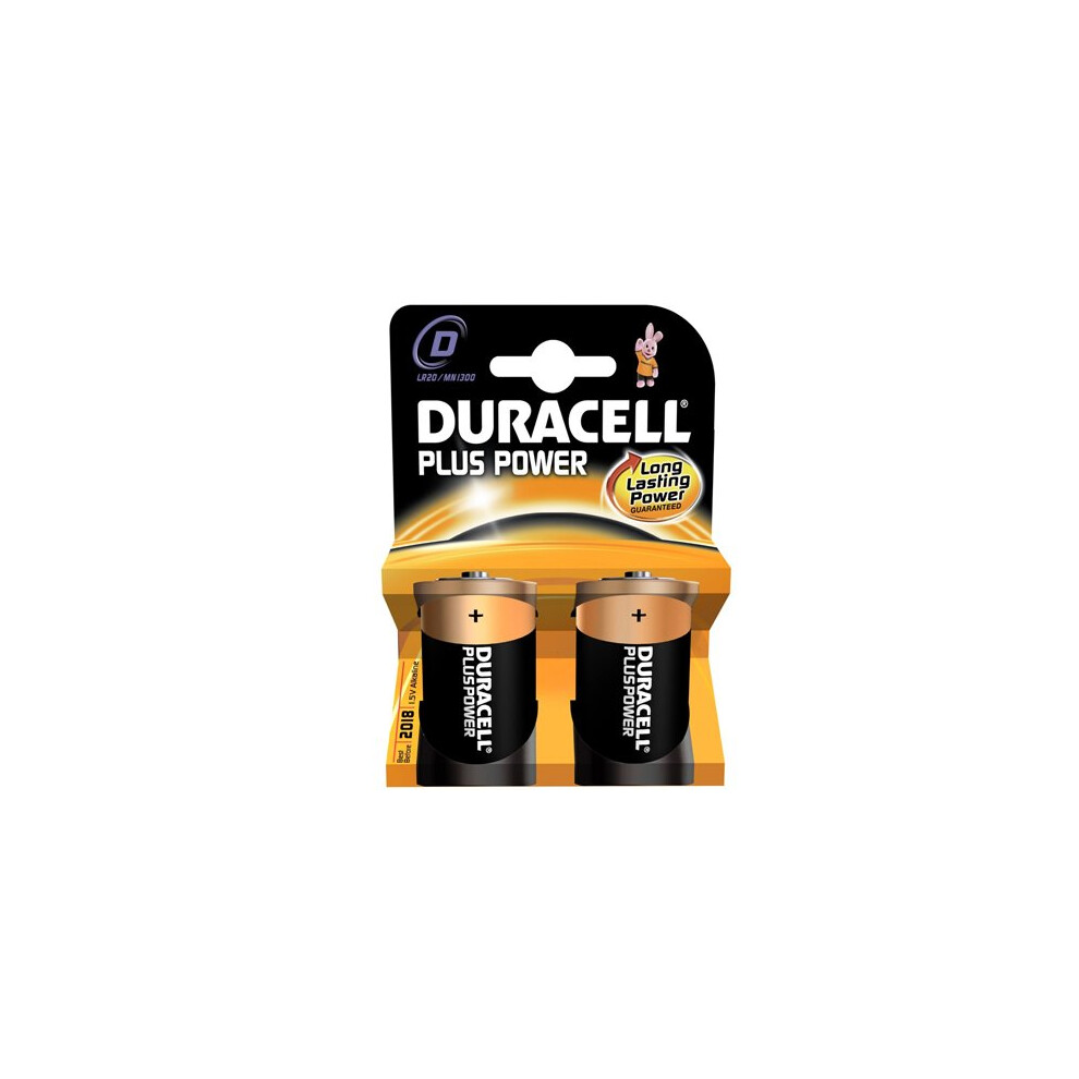 Duracell Plus Alkaline 2 Batteries D Size - Pack of 10 (20 Batteries in total) MN1300PLUS-B2