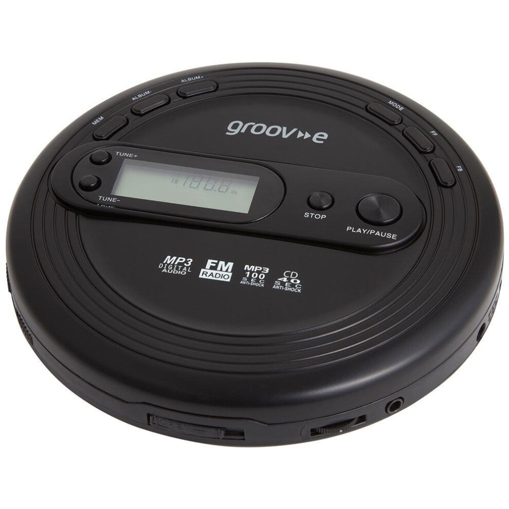Groov-E Retro Series Personal Cd Player + Radio Mp3 Playback And Earphones - Black