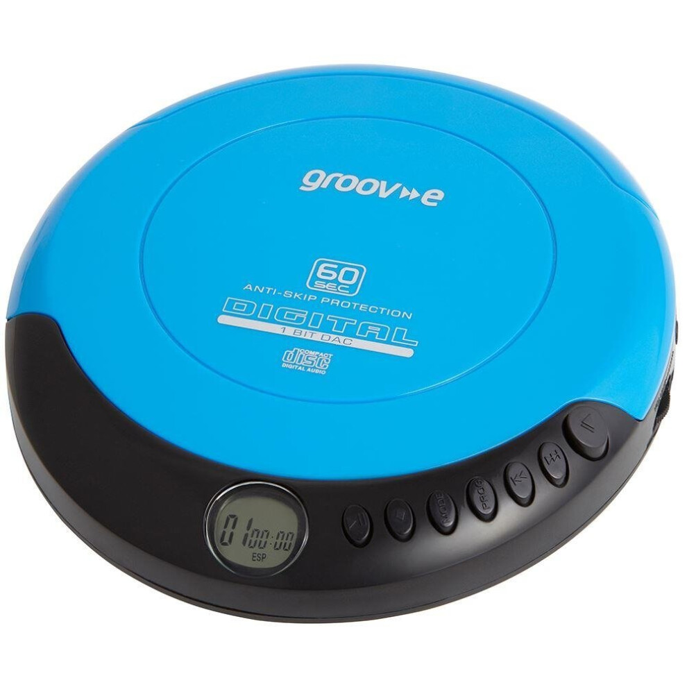 Groov-e Retro Series Personal CD Player with Earphones - Blue (GVPS110BE)