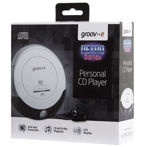 Groov-e Retro Series Personal CD Player with Earphones - Silver (GVPS110) 1