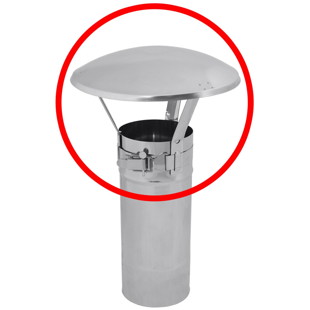 (100-130mm) Stainless Steel Chimney Flue Cowl Pipe Rain Cover Protector Cap Ending 60-250mm