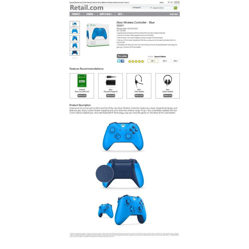 Refurbished Xbox Xbox One Blue Vortex Wireless Controller 2