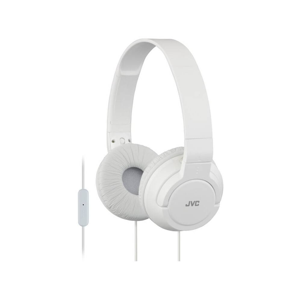 JVC Lightweight Powerful Bass Headphones with Remote and Microphone - White (HASR185W)