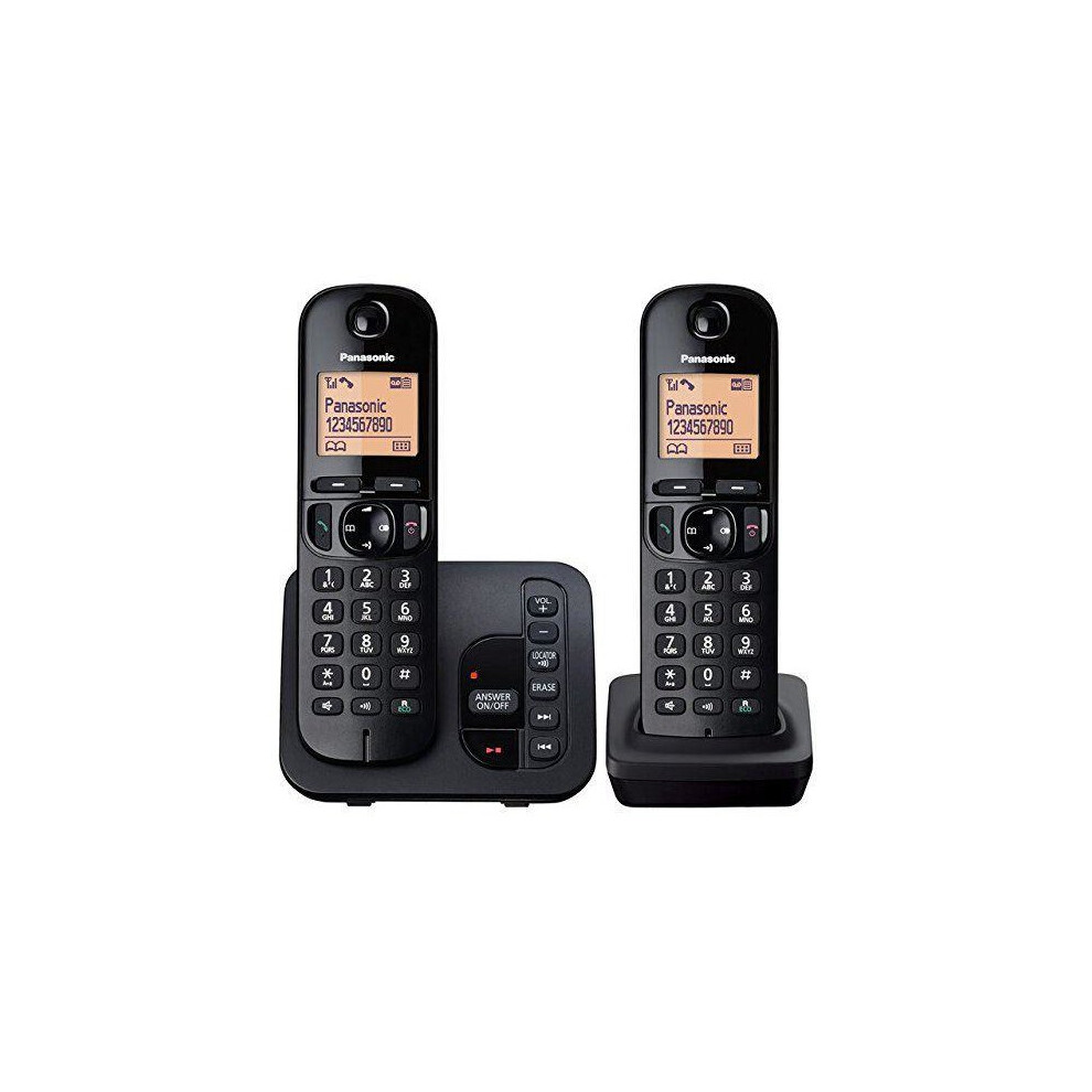 Panasonic Twin Digital Cordless Answer Phone with Nuisance Calls - Block (KXTGC222EB)