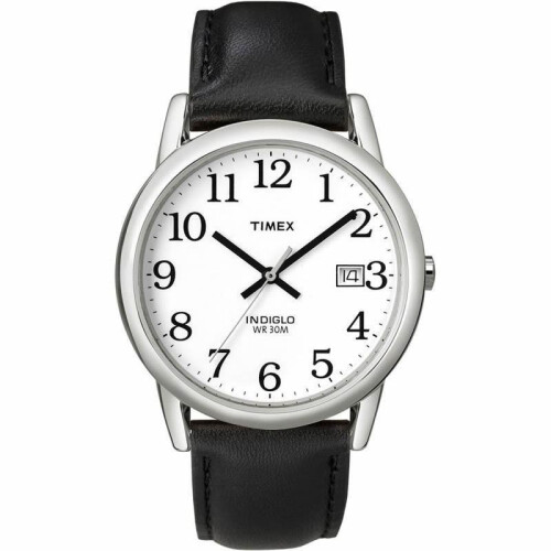 Timex Timex Mens Reader Date Leather Strap Watch - White/Black (Model No. T2H281)