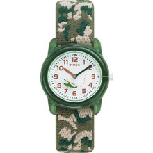 Timex Kids Children's Watch with White Dial Display and Green Textile Strap (T78141)