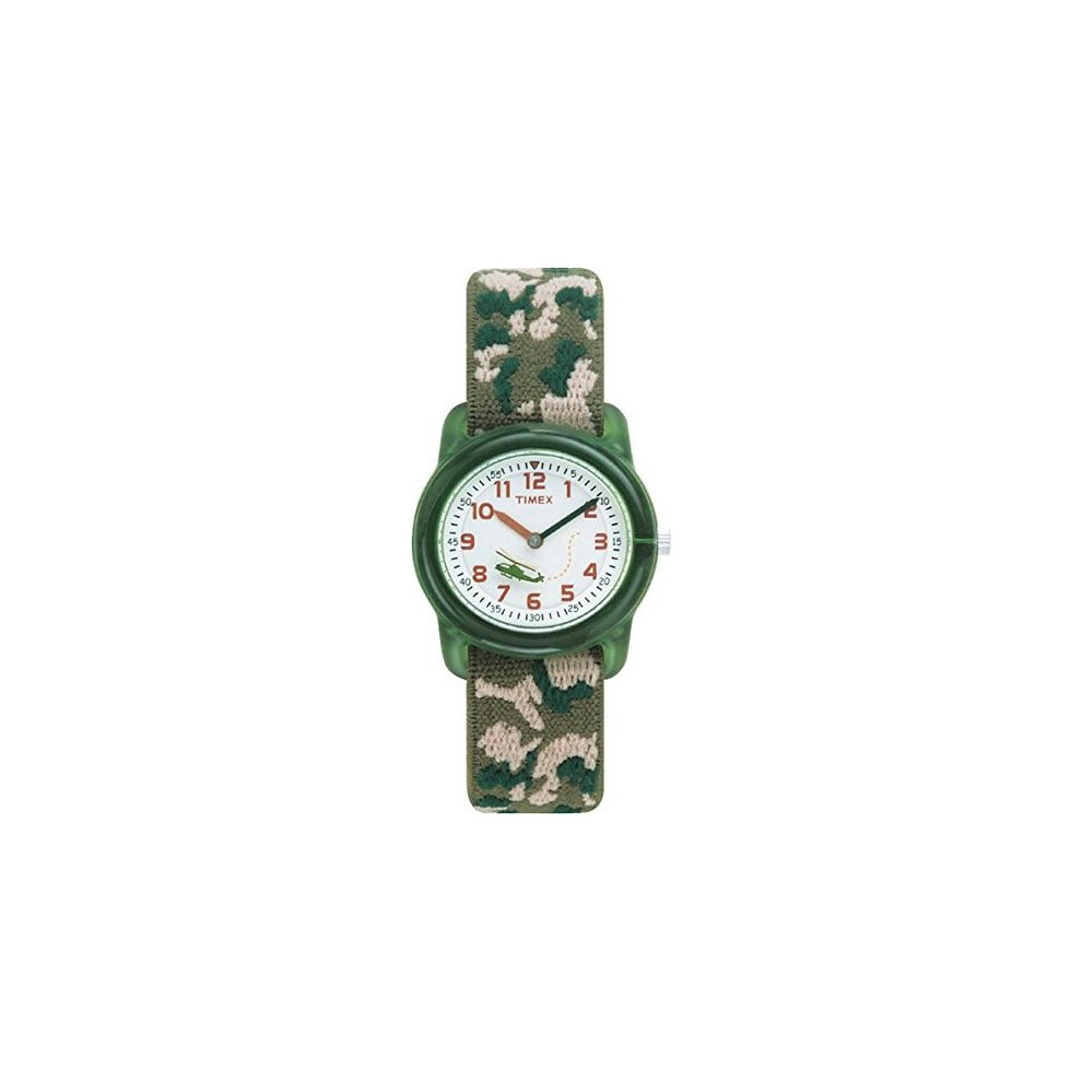 Timex Kids Children's  Watch with White Dial  Display and Green Textile Strap (T78141)