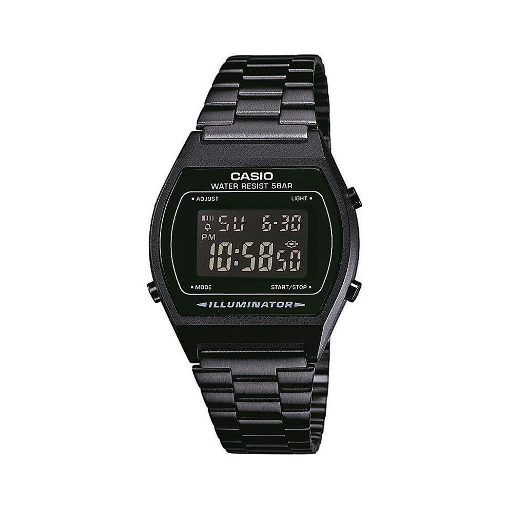 Casio Mens Watch with Black Digital Display and Stainless Steel Bracelet