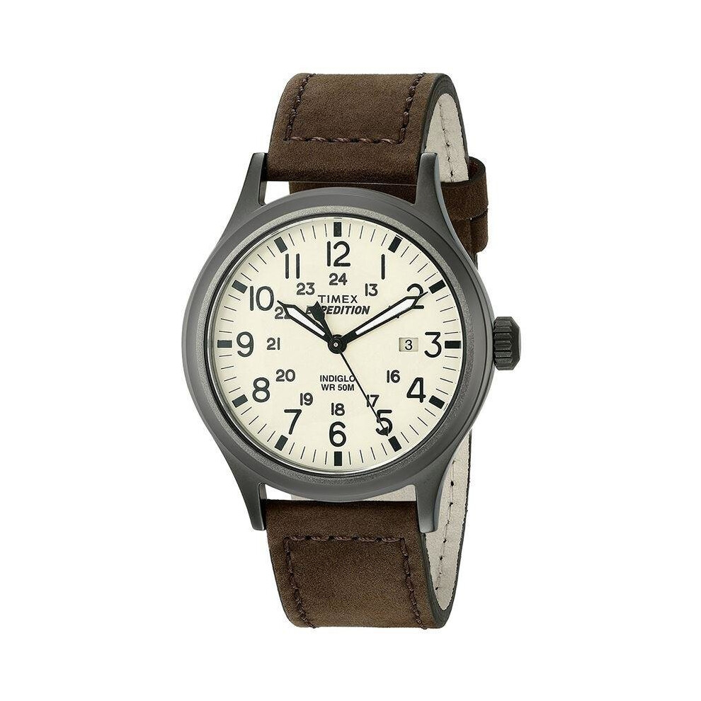 Timex Mens Quartz Watch Timex Expedition Scout with Leather Strap (Model T49963)