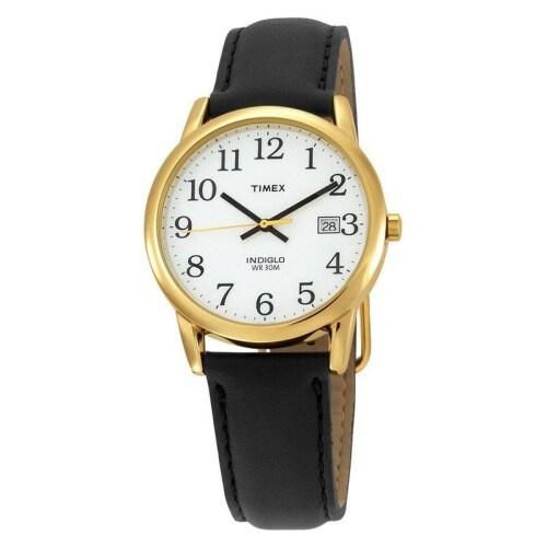 Timex Timex Mens Reader Date Leather Strap Watch - Black/Gold (Model No. T2H291)