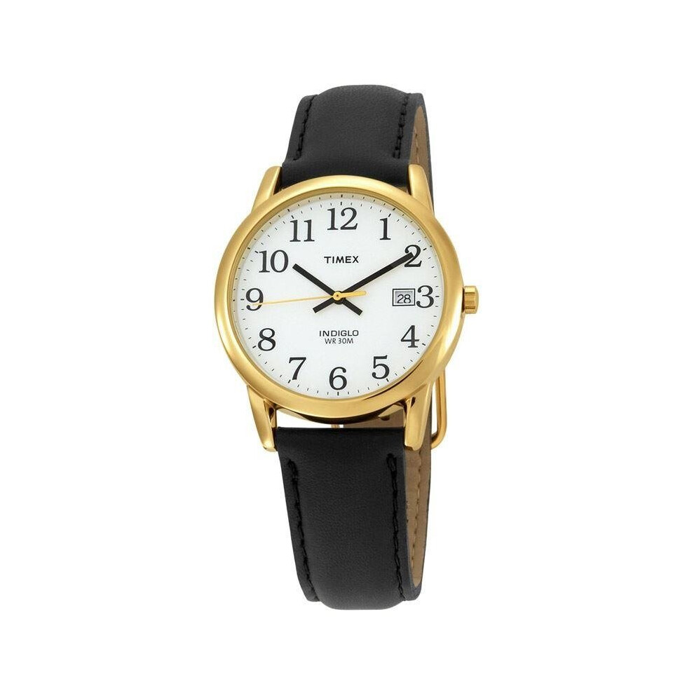 Timex Mens Reader Date Leather Strap Watch - Black/Gold (Model No. T2H291)