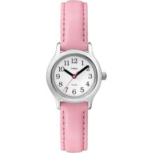 Timex Kids Watch White Dial Analogue Display and Pink Leather Strap (T79081)