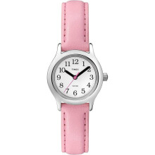 Timex Kids Watch White Dial Analogue Display and Pink Leather Strap (T79081)