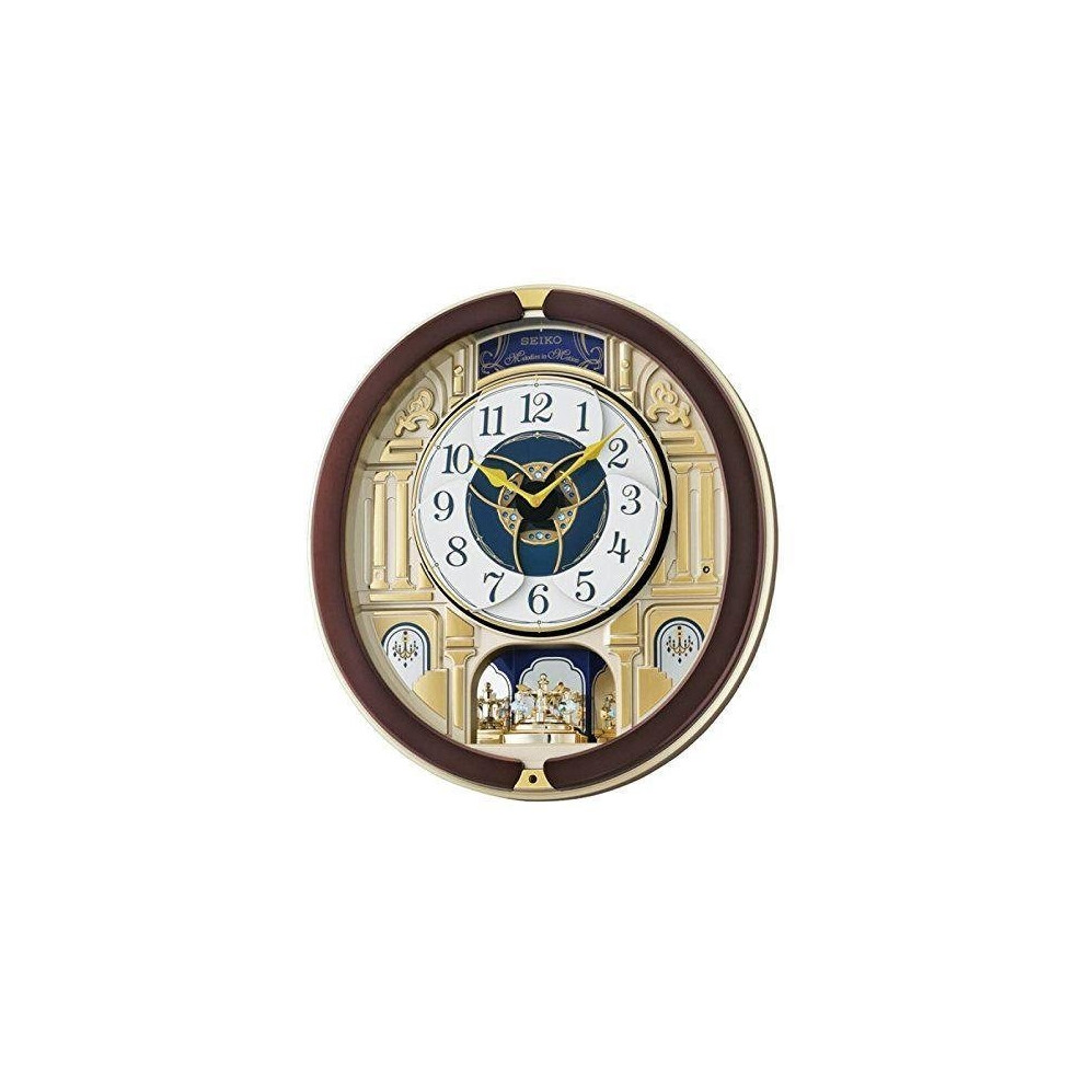 Seiko Melody in Motion Wall Clock with Rotating Pendulum - Brown (QXM356B)