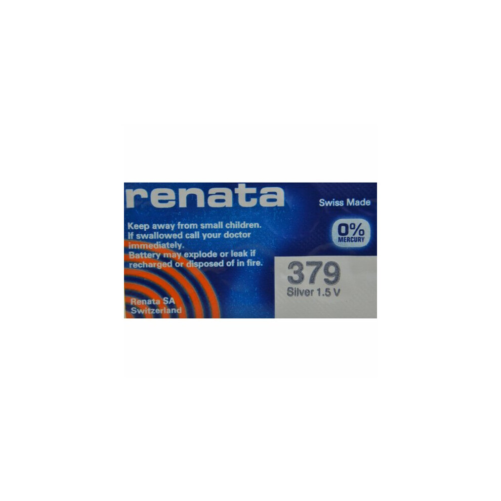 Renata 379 Mercury Free 1.55 Volt Watch Battery Replaces SR521SW